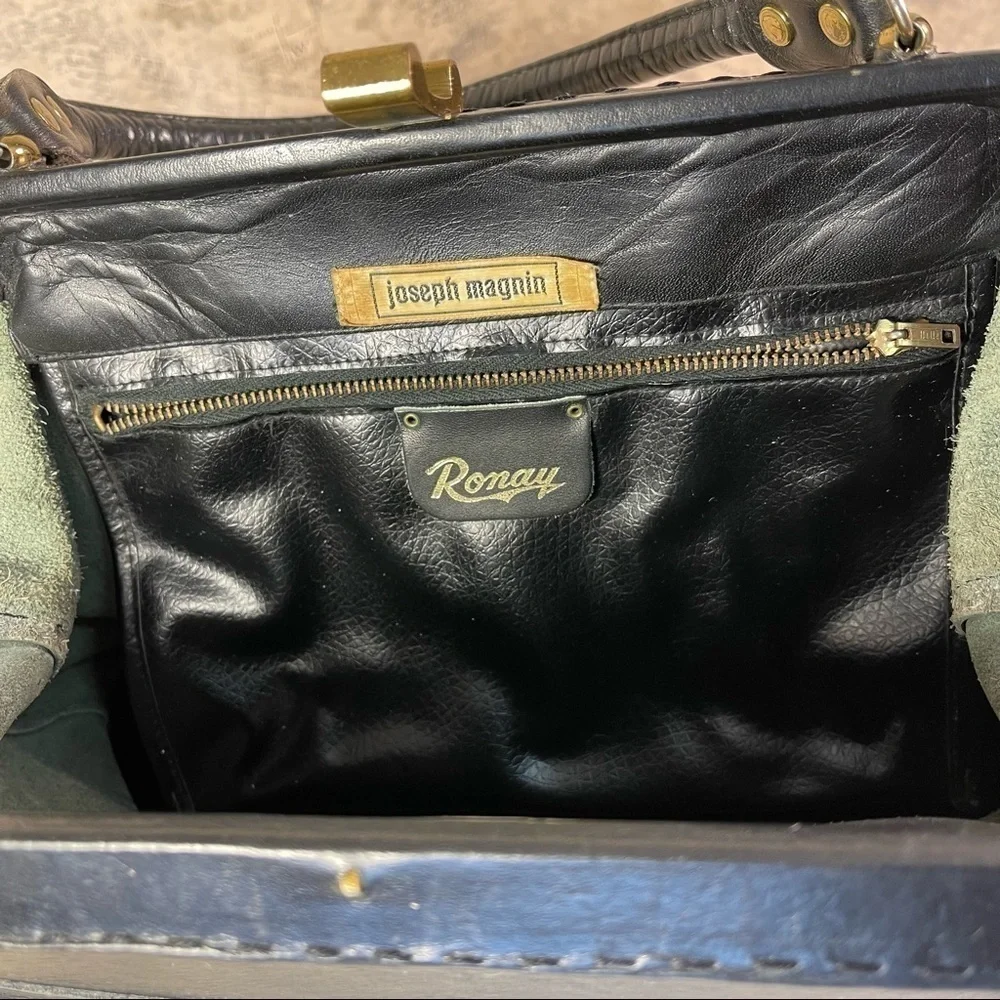 Vintage Ronay for Joseph Magnin Store Handbag Leather Purse Retro Structured Bag